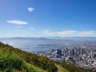 The harbour of Cape Town as seen from a hill