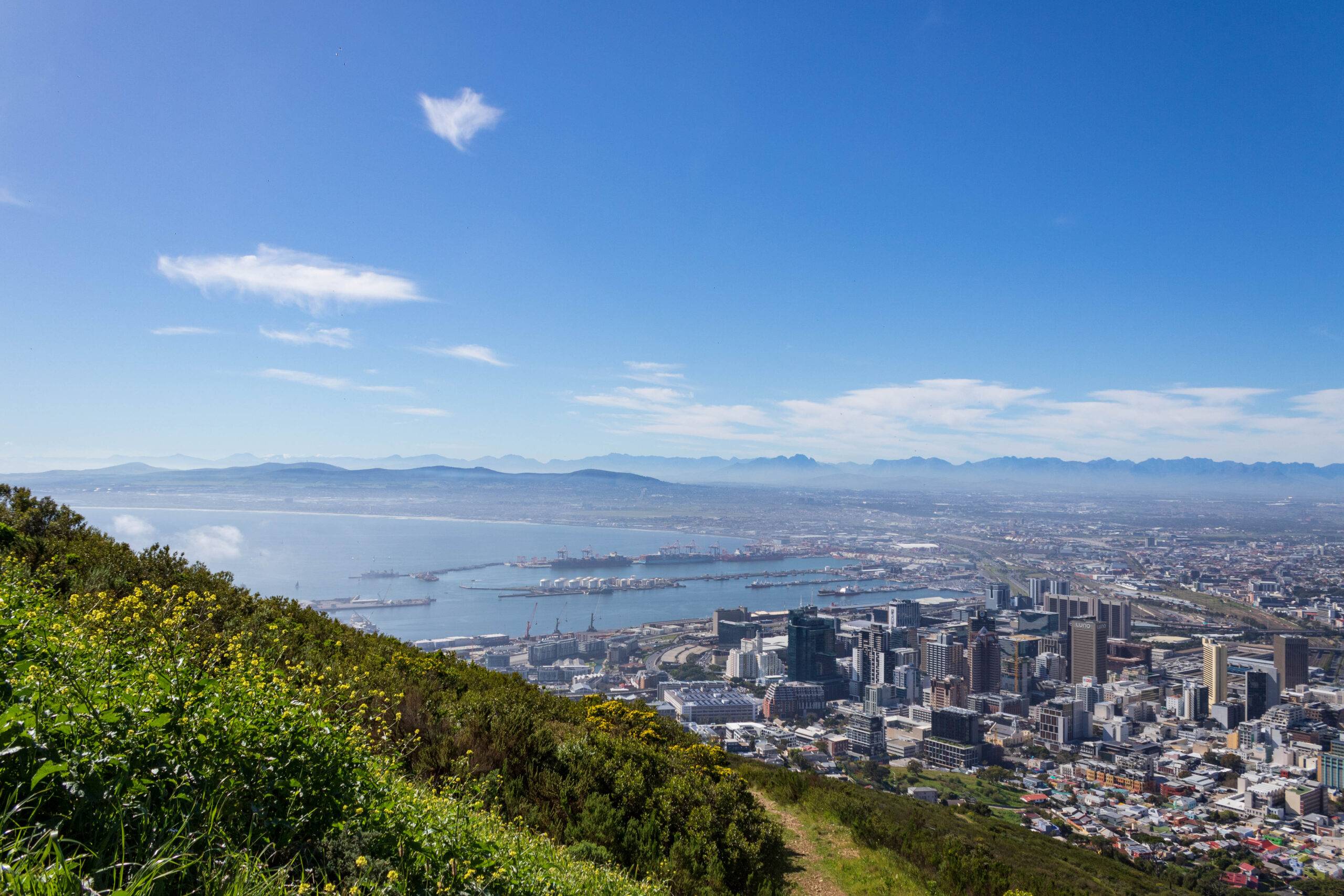 The harbour of Cape Town as seen from a hill
